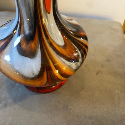 Space Age Orange and Brown Opaline Glass Vase attributed to Carlo Moretti, 1970s-NMK-1438302