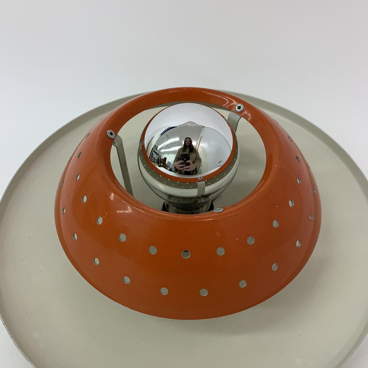 Space Age Orange Ceiling Lamp from Dijkstra, 1970s