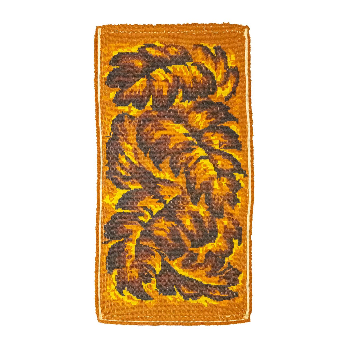 Space Age Orange Fern Rug, 1970s