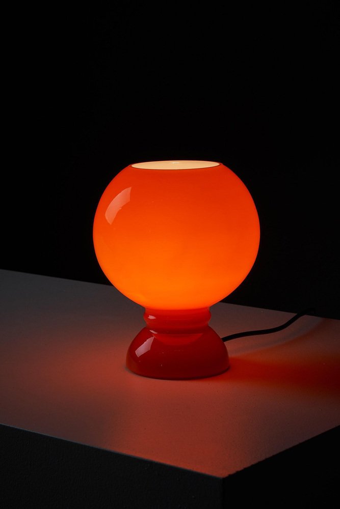 Space Age Orange Full Glass Table Lamp, 1970s