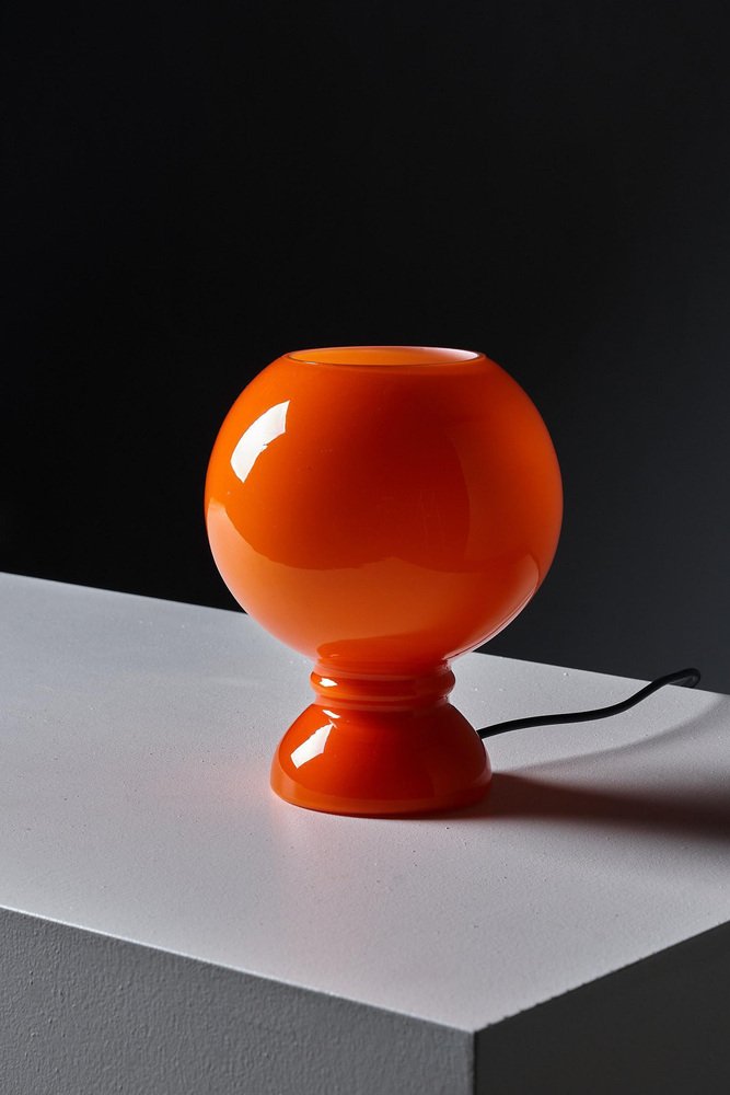 Space Age Orange Full Glass Table Lamp, 1970s