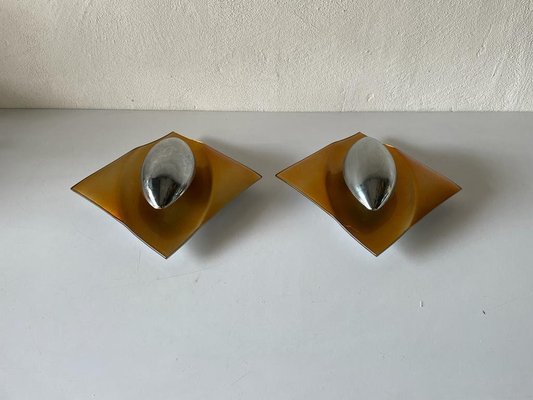 Space Age Orange Glass Sconces, Germany, 1970s-RDS-1147981