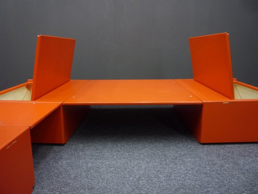 Space Age Orange Modular Lowboard, 1960s, Set of 3-UG-1742985