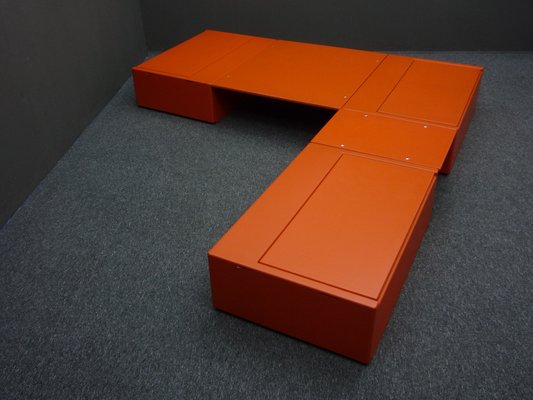 Space Age Orange Modular Lowboard, 1960s, Set of 3-UG-1742985