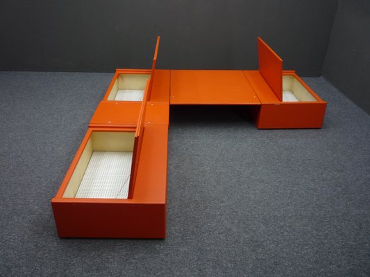 Space Age Orange Modular Lowboard, 1960s, Set of 3-UG-1742985