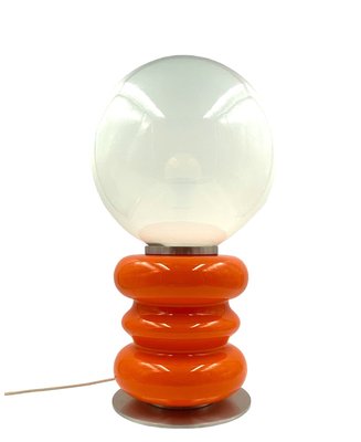 Space Age Orange Murano Glass Table Lamp, Italy, 1970s-TXN-2027663