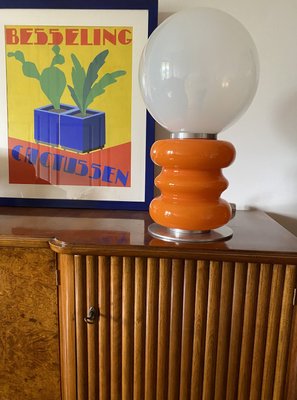 Space Age Orange Murano Glass Table Lamp, Italy, 1970s-TXN-2027663