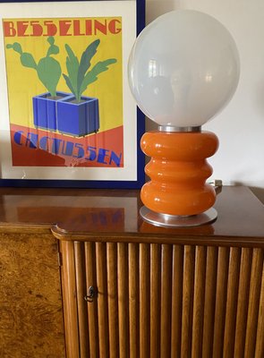 Space Age Orange Murano Glass Table Lamp, Italy, 1970s-TXN-2027663