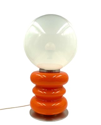 Space Age Orange Murano Glass Table Lamp, Italy, 1970s-TXN-2027663