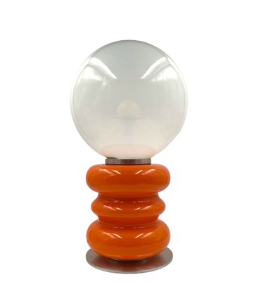 Space Age Orange Murano Glass Table Lamp, Italy, 1970s-TXN-2027663