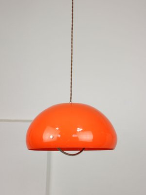 Space-Age Orange Pendant Lamp in Acrylic and Metal, 1970s-HGJ-1318731