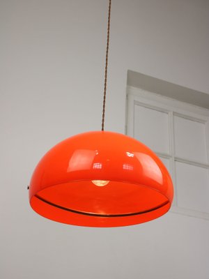 Space-Age Orange Pendant Lamp in Acrylic and Metal, 1970s-HGJ-1318731