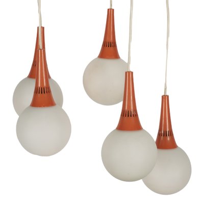 Space Age Orange & White 5-Orb Pendant Lamp-XMR-983373