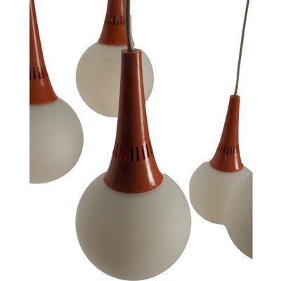 Space Age Orange & White 5-Orb Pendant Lamp-XMR-983373