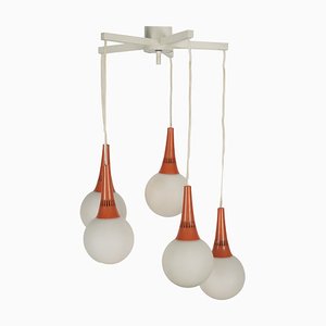 Space Age Orange & White 5-Orb Pendant Lamp-XMR-983373