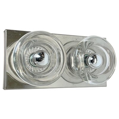 Space Age Original Metal Chrome Glass Wall Sconce Cosack Lights, Germany, 1970s-QZ-1815876