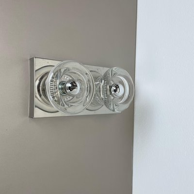 Space Age Original Metal Chrome Glass Wall Sconce Cosack Lights, Germany, 1970s-QZ-1815876