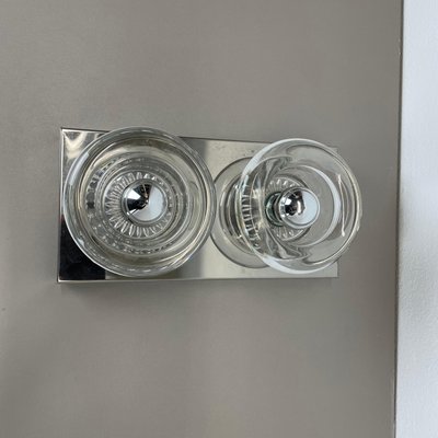 Space Age Original Metal Chrome Glass Wall Sconce Cosack Lights, Germany, 1970s-QZ-1815876