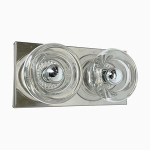 Space Age Original Metal Chrome Glass Wall Sconce Cosack Lights, Germany, 1970s-QZ-1815876