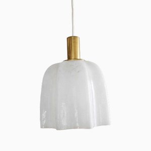 Space Age Pendant Lamp in Ice Glass and Brass from Limburg-FJP-1789516