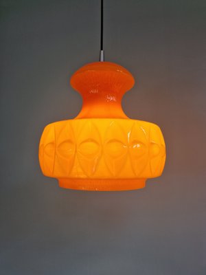 Space Age Pendant Lights in Orange Opaline Glass from Peill & Putzler, 1970, Set of 2-FAX-2041120