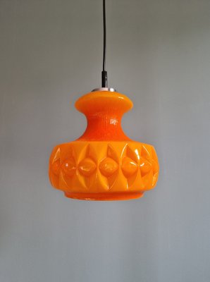 Space Age Pendant Lights in Orange Opaline Glass from Peill & Putzler, 1970, Set of 2-FAX-2041120