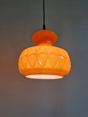 Space Age Pendant Lights in Orange Opaline Glass from Peill & Putzler, 1970, Set of 2-FAX-2041120