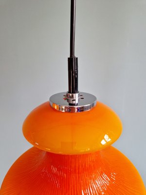 Space Age Pendant Lights in Orange Opaline Glass from Peill & Putzler, 1970, Set of 2-FAX-2041120