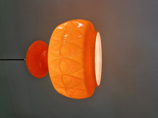 Space Age Pendant Lights in Orange Opaline Glass from Peill & Putzler, 1970, Set of 2-FAX-2041120