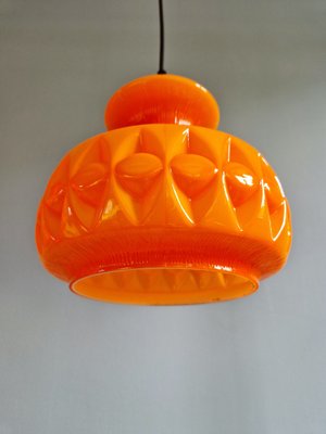 Space Age Pendant Lights in Orange Opaline Glass from Peill & Putzler, 1970, Set of 2-FAX-2041120