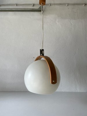 Space Age Plastic and Bent Wood Pendant Lamp from Temde, Switzerland, 1970s-RDS-1310736