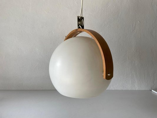 Space Age Plastic and Bent Wood Pendant Lamp from Temde, Switzerland, 1970s-RDS-1310736