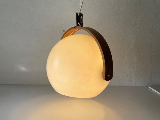 Space Age Plastic and Bent Wood Pendant Lamp from Temde, Switzerland, 1970s-RDS-1310736