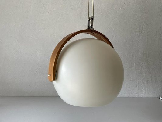 Space Age Plastic and Bent Wood Pendant Lamp from Temde, Switzerland, 1970s-RDS-1310736