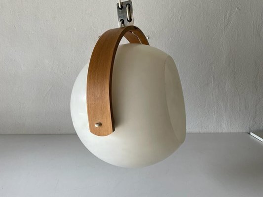 Space Age Plastic and Bent Wood Pendant Lamp from Temde, Switzerland, 1970s-RDS-1310736