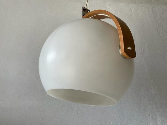 Space Age Plastic and Bent Wood Pendant Lamp from Temde, Switzerland, 1970s-RDS-1310736