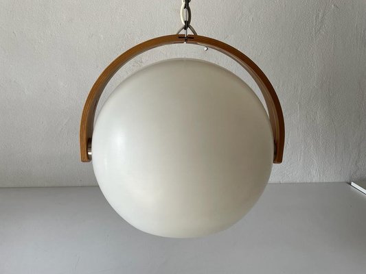 Space Age Plastic and Bent Wood Pendant Lamp from Temde, Switzerland, 1970s-RDS-1310736