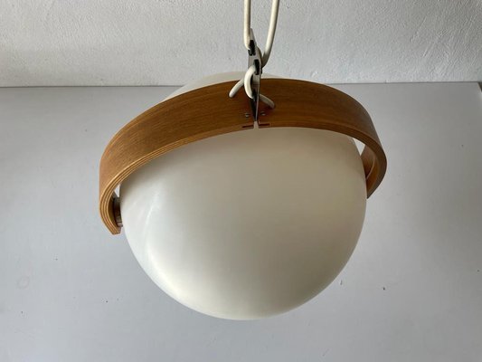 Space Age Plastic and Bent Wood Pendant Lamp from Temde, Switzerland, 1970s-RDS-1310736