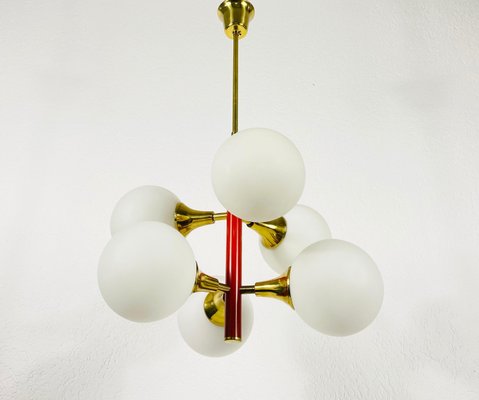 Space Age Red 6-Arm Chandelier from Kaiser, Germany, 1960s-PUK-826867