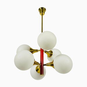 Space Age Red 6-Arm Chandelier from Kaiser, Germany, 1960s-PUK-826867