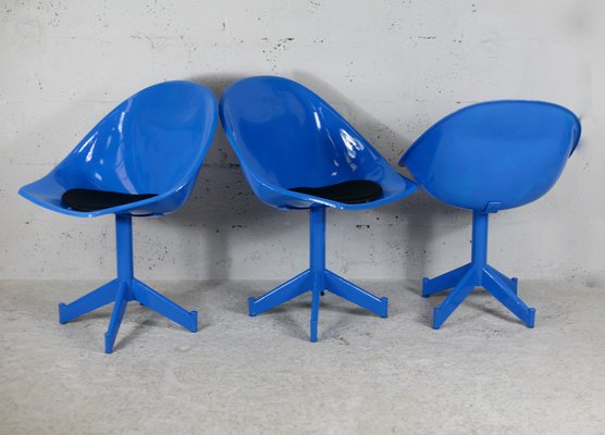 Space Age Resin and Steel Chairs, France, 1970, Set of 3-MAO-1084279