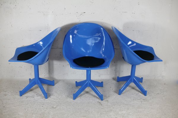 Space Age Resin and Steel Chairs, France, 1970, Set of 3-MAO-1084279