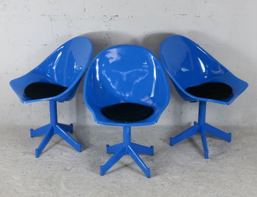 Space Age Resin and Steel Chairs, France, 1970, Set of 3-MAO-1084279