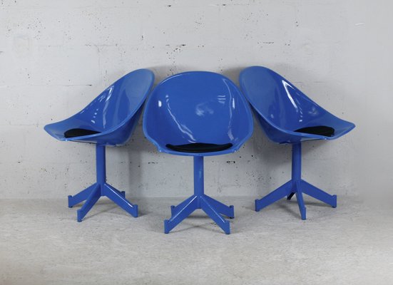 Space Age Resin and Steel Chairs, France, 1970, Set of 3-MAO-1084279