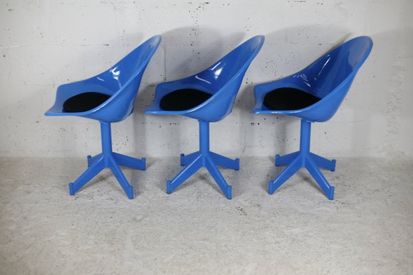 Space Age Resin and Steel Chairs, France, 1970, Set of 3-MAO-1084279