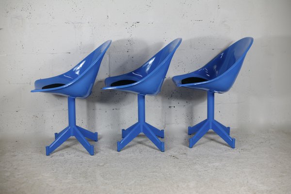 Space Age Resin and Steel Chairs, France, 1970, Set of 3-MAO-1084279