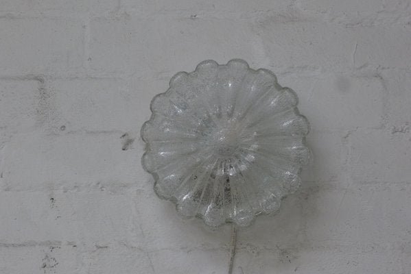 Space Age Round Floral Murano Ice Glass Model A636 Wall or Ceiling Lamp from Glashütte Limburg, 1970s-VRE-984434