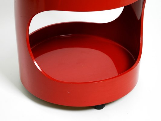 Space Age Round Red Side Table with Smoked Glass Top from Opal, 1970s-RR-1786782