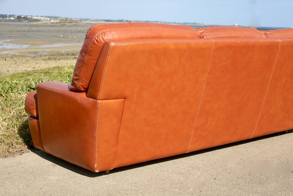 Space Age Sofa in Tan Leather, 1970