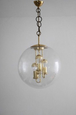 Space Age Sputnik Brass and Glass Globe Pendant Lamp from Doria, 1970s-FJP-1771629